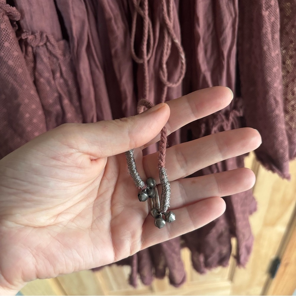 Rare HTF Free People | 100 Degree Flowy Layered Mini Dress in Mauve Sz L - Picture 16 of 17